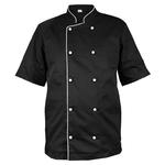 Bluza kucharska czarna krótki rękaw lamówka biała roz.3XL w sklepie internetowym modernbhp.pl