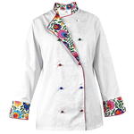 Bluza kucharska damska biała rekaw długi lamówka wzór W5 (1222) roz. M w sklepie internetowym modernbhp.pl