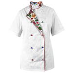 Bluza kucharska damska biała rękaw krótki lamówka wzór W3 (1061) roz. L w sklepie internetowym modernbhp.pl
