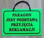 TABLICA INFORMACYJNA - paragon jest podstawą przyjęcia reklamacji w sklepie internetowym marikus.pl