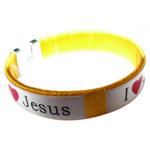 Opaska bransoletka nr 1 z napisem I (love) Jesus, Jesus (love) me! żółta w sklepie internetowym Księgarnia Dobrego Pasterza
