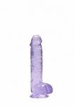 Dildo z Przyssawką i Jądrami Crystal Clear Realrock 15cm Fioletowy w sklepie internetowym Kraina Doznań   