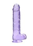 Dildo z Przyssawką i Jądrami Crystal Clear Realrock 23cm Fioletowy w sklepie internetowym Kraina Doznań   