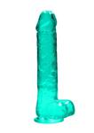 Dildo z Przyssawką i Jądrami Crystal Clear Realrock 25cm Zielony w sklepie internetowym Kraina Doznań   