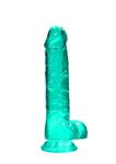 Dildo z Przyssawką i Jądrami Crystal Clear Realrock 21 cm Zielony w sklepie internetowym Kraina Doznań   