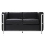 King Home Sofa dwuosobowa SOFT LC2 czarna- włoska skóra naturalna, metal T011A-2S.SOFT w sklepie internetowym AbcLazienki.pl