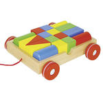 GOKI - Drewniany wózek z klockami - zabawka dla dzieci - 58558 w sklepie internetowym Educco.pl