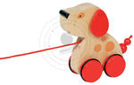 GOKI - Piesek z kolorowymi uszami - zabawki do ciągania - zabawki drewniane - 54942 w sklepie internetowym Educco.pl