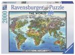 Puzzle 2000 el Mapa świata 166831 Ravensburger w sklepie internetowym Mazakzabawki.pl