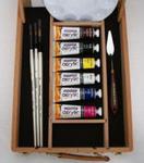 Komplet farb akrylowych Graduate Acrylic box easel set Daler-Rowney w drewnianej kasecie z akcesoria w sklepie internetowym Sklep Plastyczny