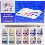 Komplet farb akwarelowych Cotman Winsor & Newton 12 kol plus pędzelek, pocket box w sklepie internetowym Sklep Plastyczny