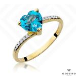 Złoty pierścionek z brylantem i topazem pr 585 SERCE w sklepie internetowym giouno.com