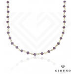 Srebrny łańcuszek 925 pozłacany fioletowe koraliki w sklepie internetowym giouno.com