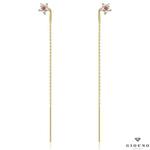 Kolczyki złote 585 przewlekane kwiatki z różową cyrkonią w sklepie internetowym giouno.com