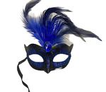 Maska-Venetian Mask Dark Blue with Dark Blue Stone and Feather w sklepie internetowym Sekrecik