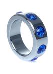 Pierścień-Metal Cock Ring with Dark Blue Diamonds Small w sklepie internetowym Sekrecik