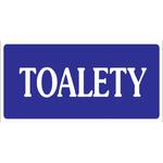 Oznaczenie toalet niebiesko-białe ''TOALETY'' w sklepie internetowym P+L Systems