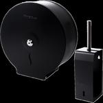 Zestaw: pojemnik na papier toaletowy i szczotka do WC Faneco HIT Black stal czarna w sklepie internetowym P+L Systems