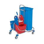 Wózek do sprzątania: 2 wiadra, wyciskarka do mopa, worek na odpady bez koszyka Roll Mop Splast chromowany w sklepie internetowym P+L Systems