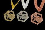 Medale metalowe w trzech kolorach (mosiądz, stal, miedź) - wymiary 90x83mm - MGR093 w sklepie internetowym Grawernia.pl