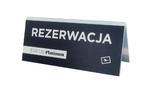 Rezerwacja - stojak z dowolnym napisem - wym. 150x65mm - szroniony akryl - druk UV - REZ007 w sklepie internetowym Grawernia.pl