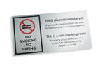 Tabliczka ostrzegawcza - pokój dla osób niepalących - wym. 135x70mm - kolorowy druk UV w sklepie internetowym Grawernia.pl