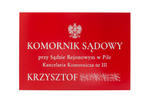 Szyld Komornik Sądowy grawerowany laserem - czerwony laminat - SZ137 - wym. 500x350mm w sklepie internetowym Grawernia.pl