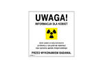 Informacja o promieniowaniu jonizującym dla kobiet w ciąży - tabliczka - wym. 250x250mm - PVC - kolorowy druk UV - TAB219 w sklepie internetowym Grawernia.pl