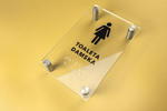 Toaleta damska - tabliczka z plexi z pismem Braille'a na dystansach - wym. 100x160mm - TAB267 w sklepie internetowym Grawernia.pl