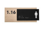 Toaleta męska - tabliczka z pismem Braille'a - płyta fornirowana dąb i akryl czarny mat - wym. 262x118mm - TAB405 w sklepie internetowym Grawernia.pl