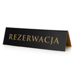 Rezerwacja - stojak na stolik - wym. 200x55mm - czarny laminat grawerski ze złotym grawerem - REZ019 w sklepie internetowym Grawernia.pl