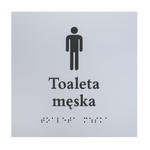 Toaleta męska - tabliczka z pismem Braille'a - srebrny laminat grawerski 3mm - wym. 160x160mm - TAB548 w sklepie internetowym Grawernia.pl
