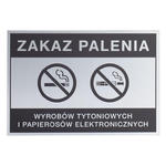 Srebrna tabliczka zakaz palenia papierosów - nadruk UV - wym. 160x110mm - Z013 w sklepie internetowym Grawernia.pl