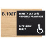Toaleta dla osób niepełnosprawnych - tabliczka z pismem Braille'a - płyta fornirowana dąb - wym. 282x182mm - TAB621 w sklepie internetowym Grawernia.pl