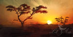 Obraz - Afryka 1 - płótno - malowany, pejzaż, krajobraz w sklepie internetowym Artillo