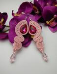 Soutache sutasz kolczyki pudrowe różowe róż w sklepie internetowym Artillo