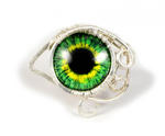 Zielone oko, srebrny pierścionek regulowany w sklepie internetowym Artillo