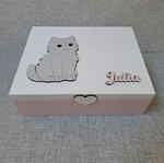 Drewniana szkatułka z lusterkiem, prezent na urodziny dla dziewczynki, wiele przegródek z imieniem-L40 w sklepie internetowym Artillo