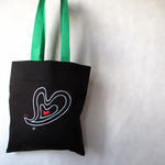 Czarna torba malowana shopperka Walenty Ptak w sklepie internetowym Artillo