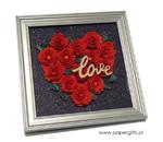 Walentynki Serce z róż w ramce dla kochanej osoby - czerwone róże czarne brokatowe tło w sklepie internetowym Artillo