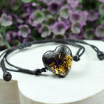 Bransoletka serce -czerń ze złotem - regulowana w sklepie internetowym Artillo