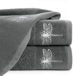 Ręcznik bawełniany z błyszczącym haftem w kształcie ważki 50x90 Eurofirany Lori1 stalowy w sklepie internetowym Sarahome