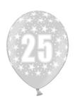 Różnokolorowe balony z liczbą "25"- 6szt./op. w sklepie internetowym Partykiosk