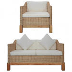 2-częściowy zestaw wypoczynkowy, sofa i fotel, naturalny rattan - Alani 3F w sklepie internetowym Edinos