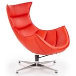 Skórzany obrotowy fotel wypoczynkowy Lavos - czerwony w sklepie internetowym Edinos