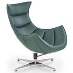 Skórzany obrotowy fotel wypoczynkowy do salonu Lavos - zielony w sklepie internetowym Edinos