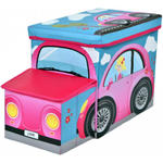 Różowa pufa autko z podwójnym schowkiem na zabawki - Pesti 4X w sklepie internetowym Edinos