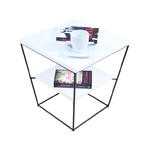 Kwadratowy stolik kawowy z białym blatem - Arakin 4X w sklepie internetowym Edinos