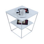 Biały kwadratowy stolik kawowy z półką - Arakin 5X w sklepie internetowym Edinos