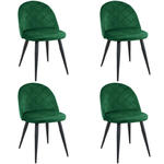 Zestaw welurowych krzeseł 4 sztuki butelkowa zieleń - Eferos 4X w sklepie internetowym Edinos